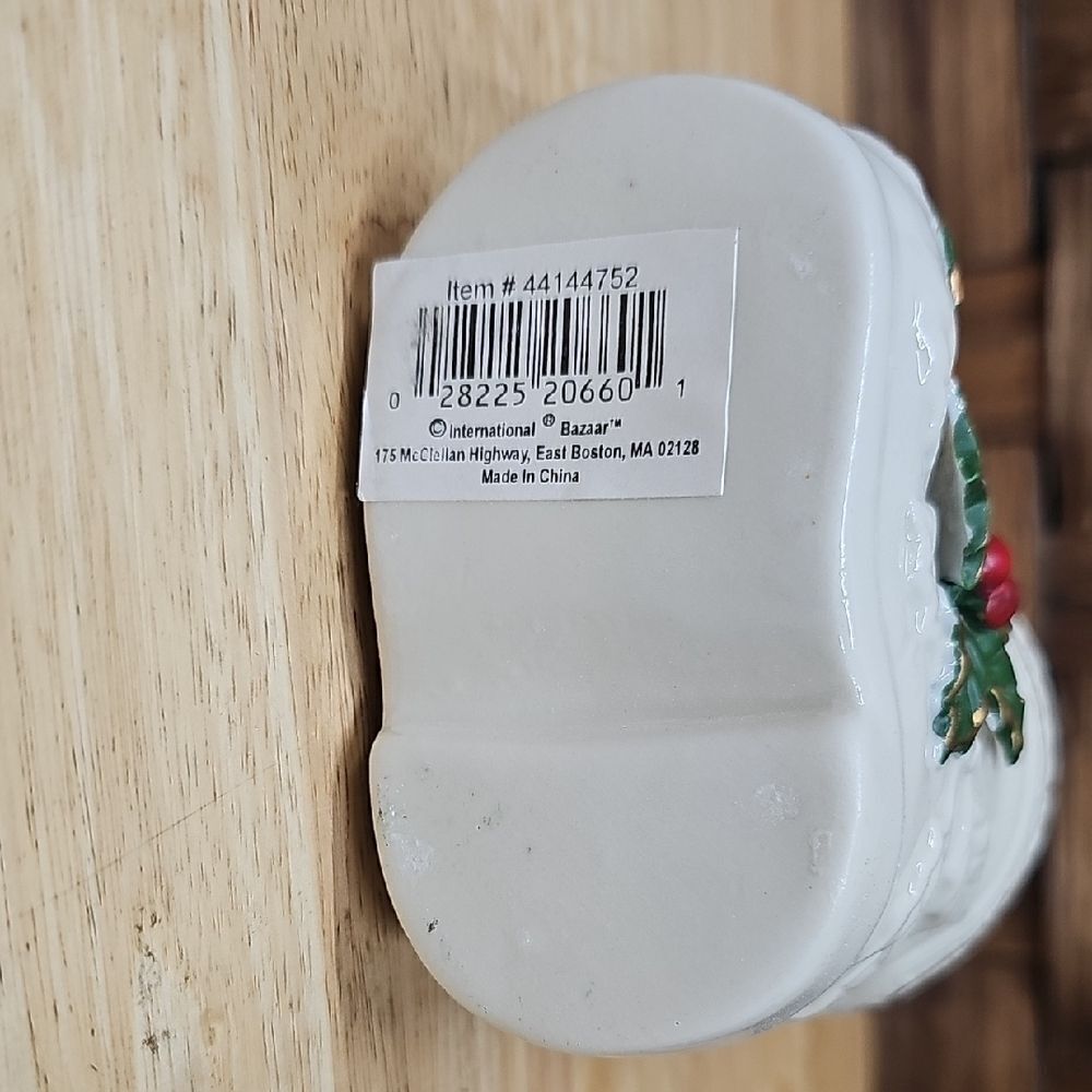 Festive Porcelain Boot with Holly Accents - Picture 6 of 8